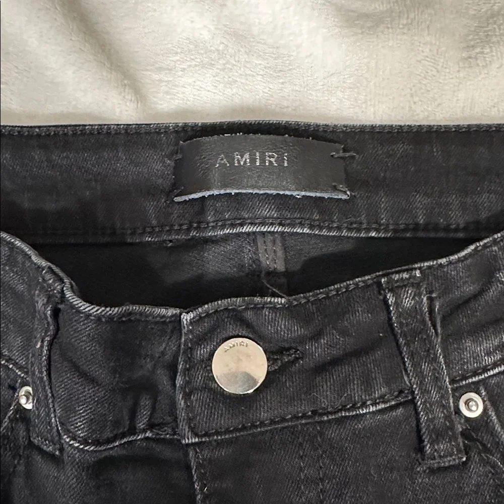 AMIRI Black Distressed Denim Jeans with Colorful Underlays! - Picture 6 of 7